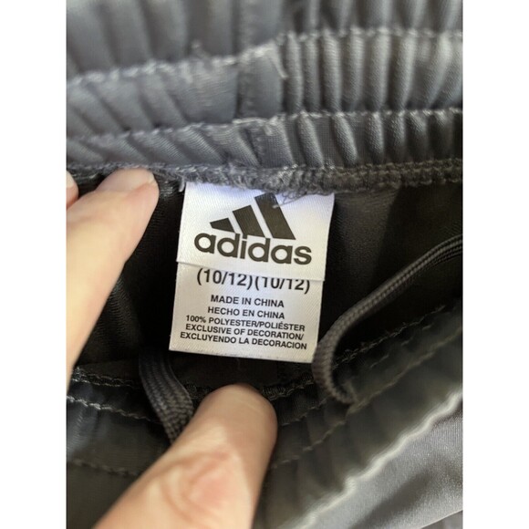 Adidas Boys Athletic Jogger Pants Gray White Stripes Size Med 10/12 Activewear - Picture 4 of 5